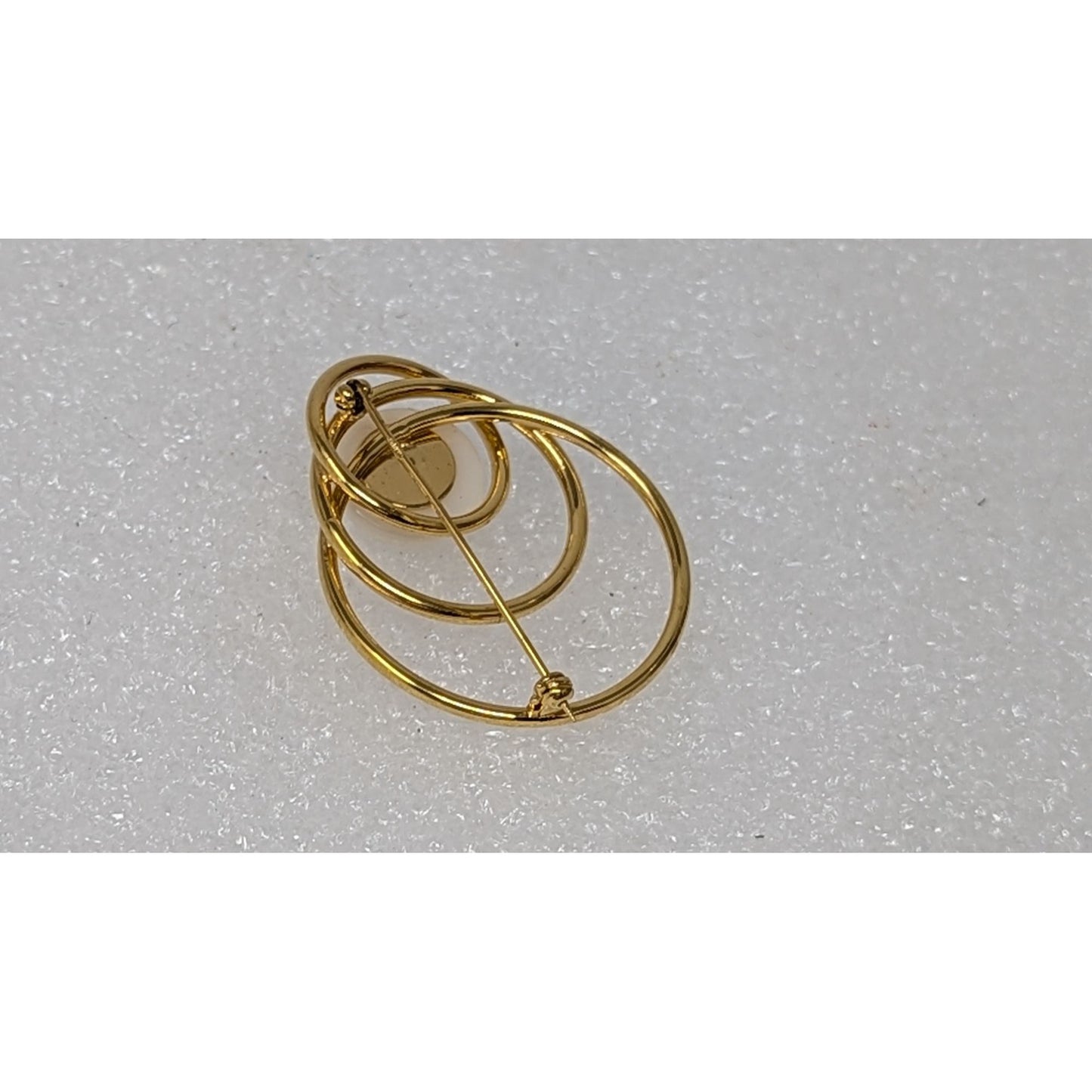 Vintage Napier Gold-Tone Triple Circle Brooch Pin With Faux Pearl Center