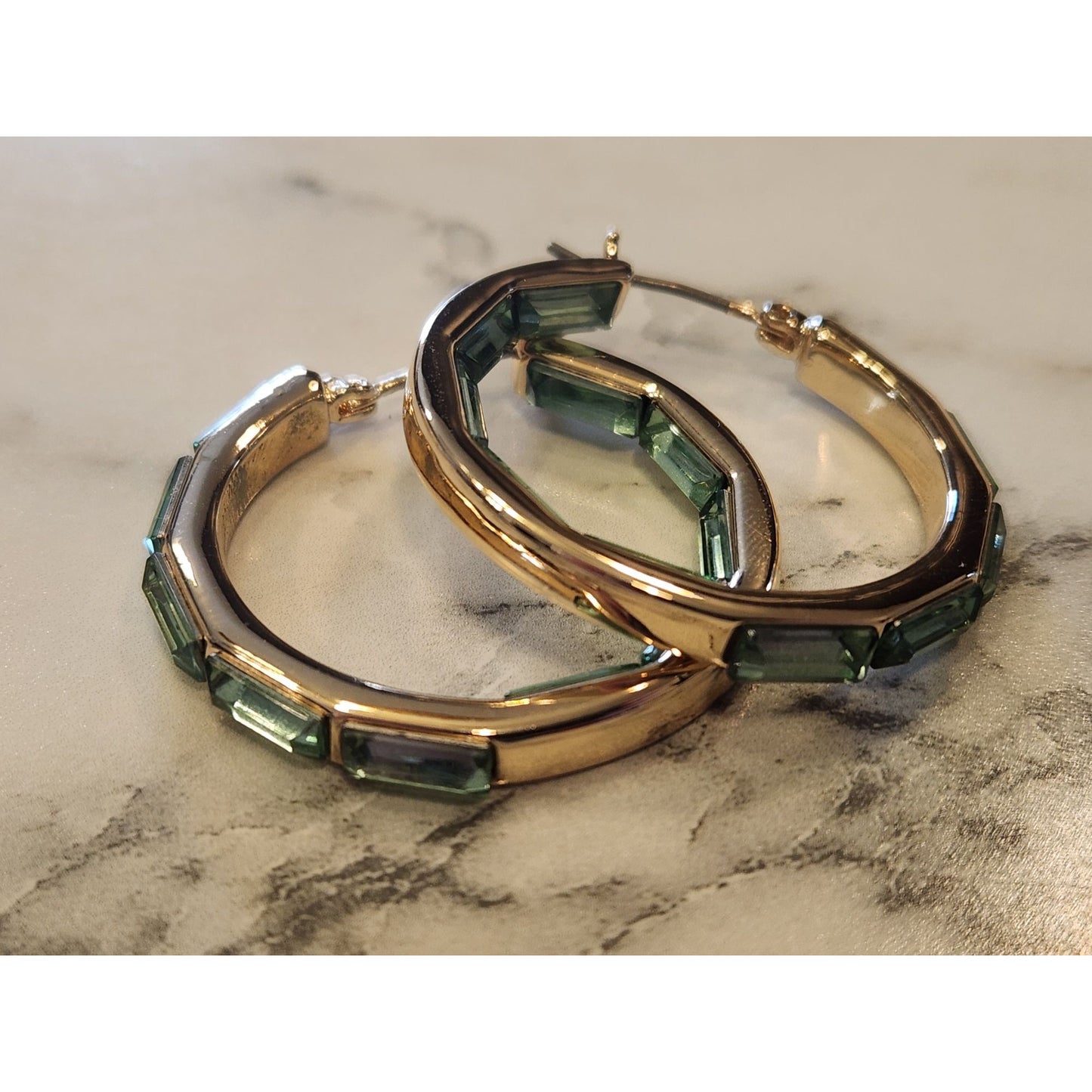Anne Klein Gold-Tone Hoop Earrings With Green Accents
