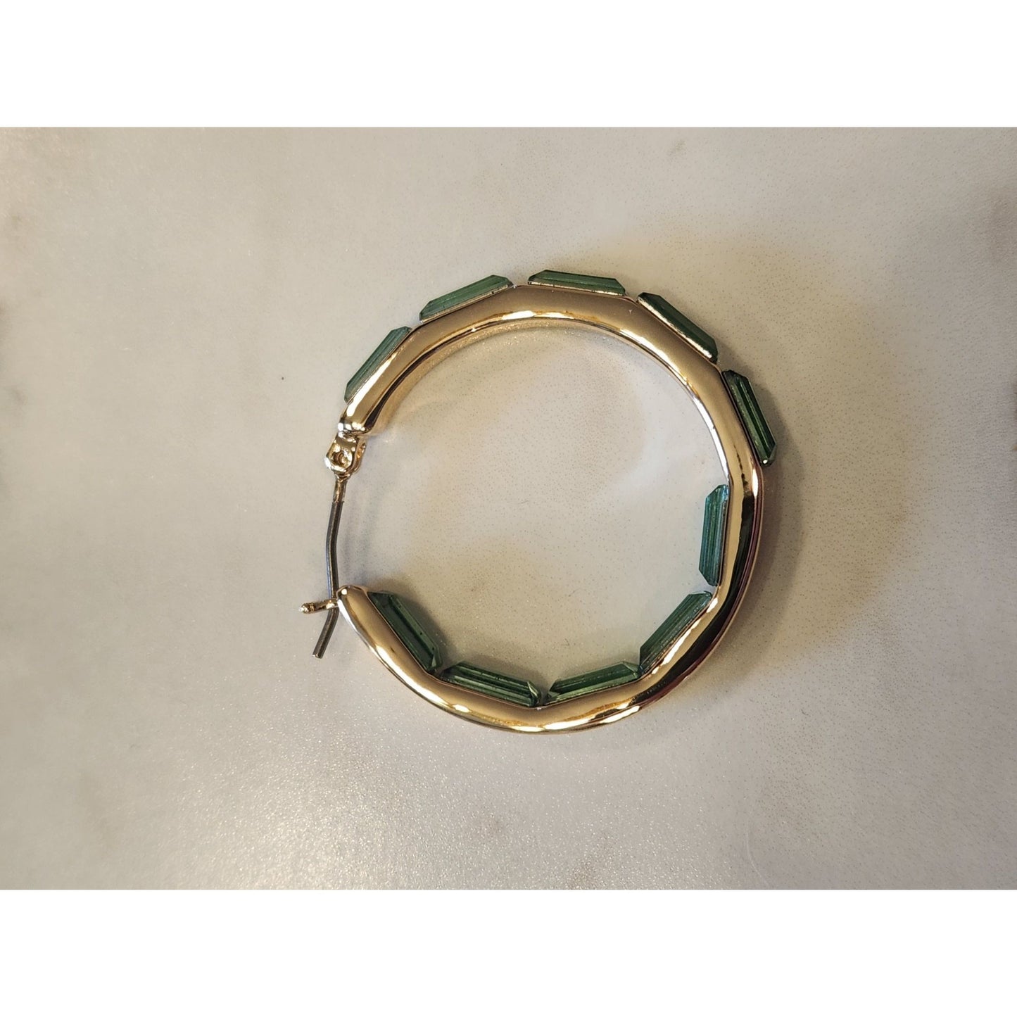 Anne Klein Gold-Tone Hoop Earrings With Green Accents