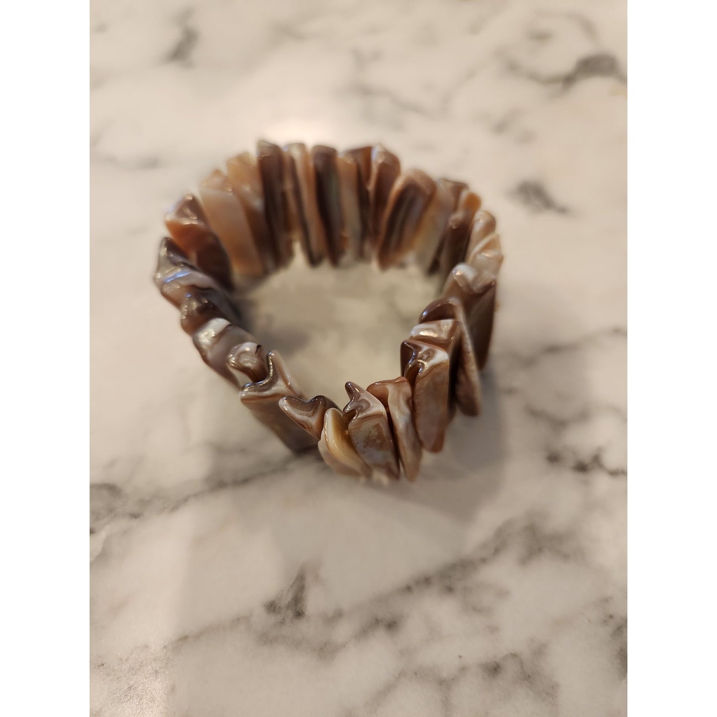 Vintage Mother Of Pearl Abalone Shell Stretch Bracelet