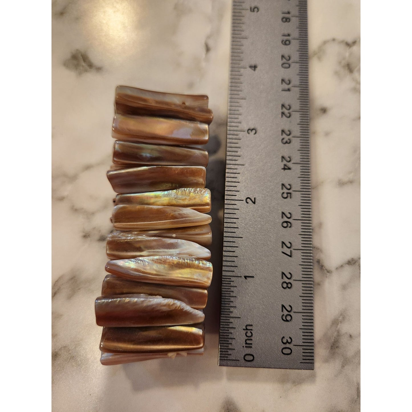 Vintage Mother Of Pearl Abalone Shell Stretch Bracelet