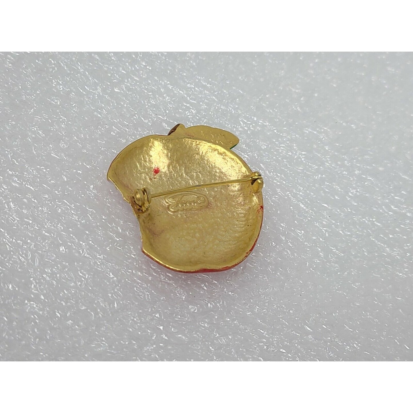 Vintage Tova Red Enamel Apple Brooch