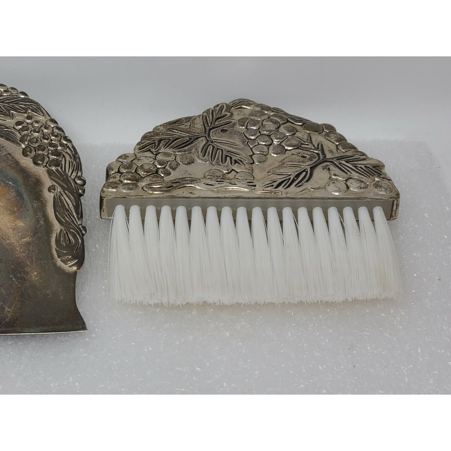 Vintage Silver Plated Silent Butler Crumb Tray Dust Pan W/Brush