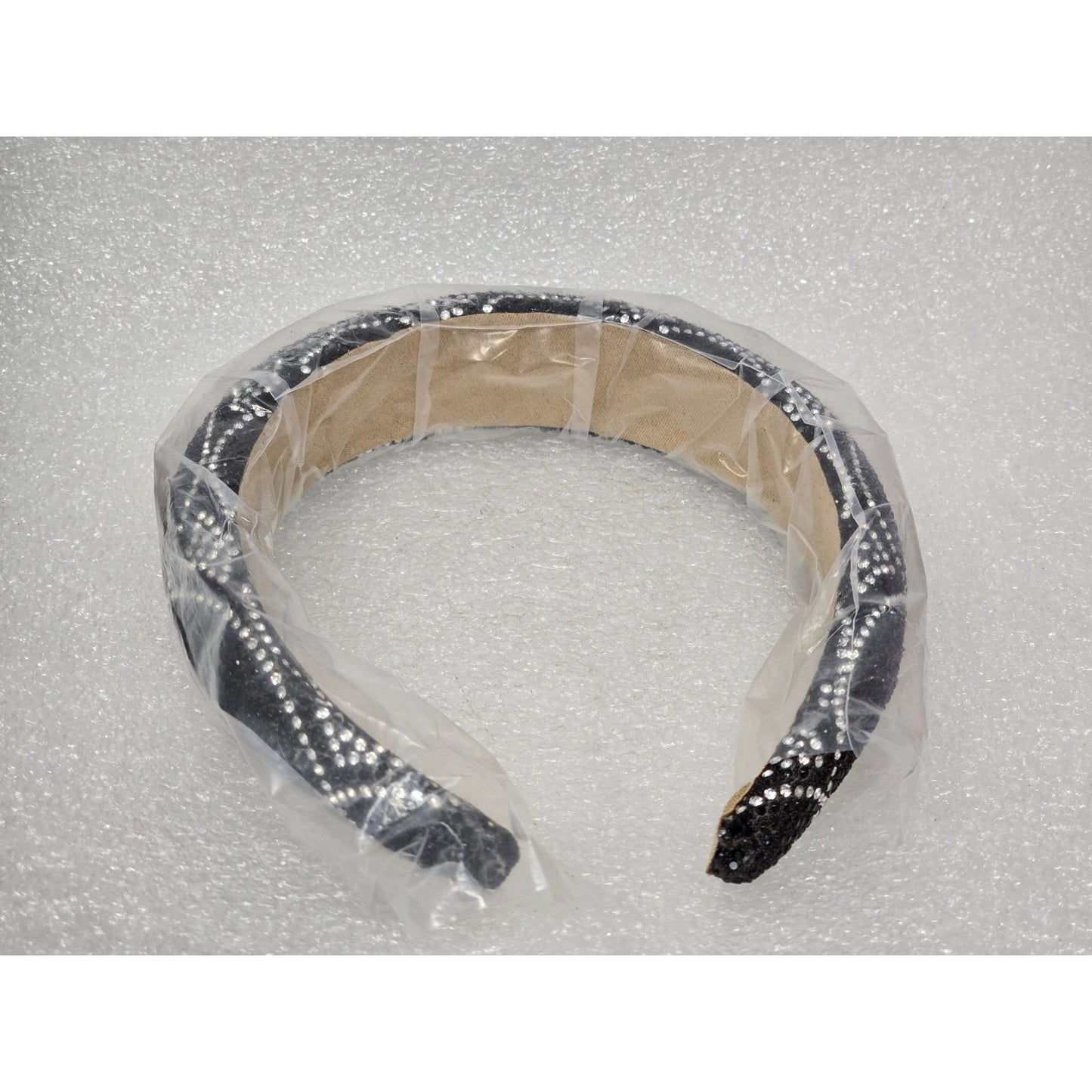 Black Rhinestone Embellished Padded Headband For Women