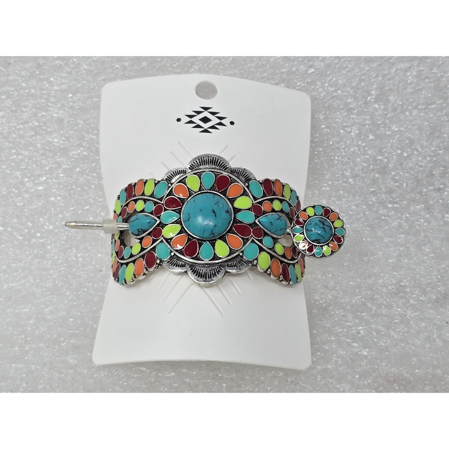 Multicolor Southwestern Style Faux Turquoise & Gemstone Hair Barrette