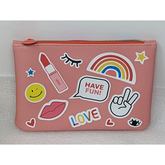 Ipsy Makeup Cosmetic Bag June 2021 Pink Love Have Fun Rainbow