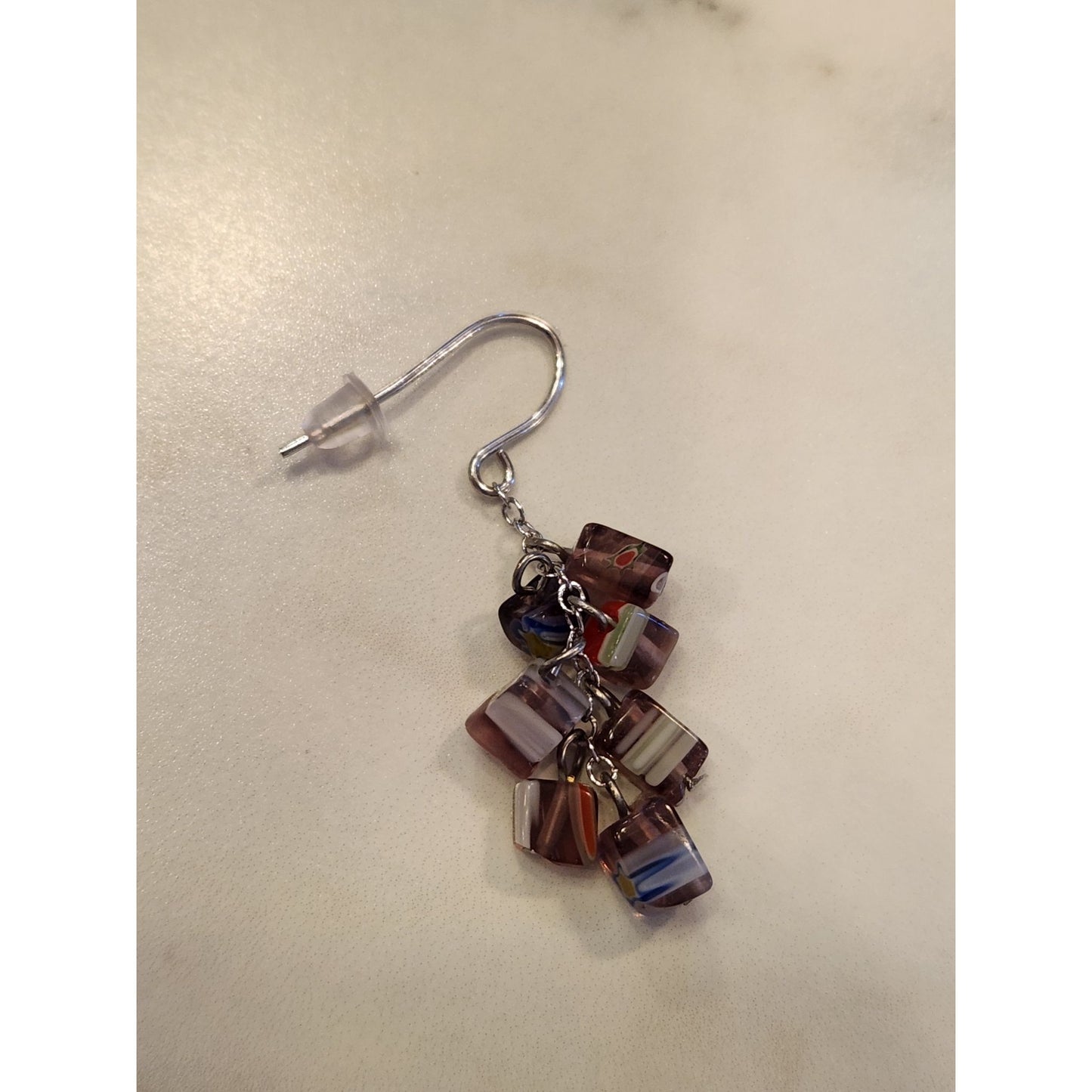 Sterling Silver Dangle Earrings Multicolor Glass Beads Elegant Jewelry