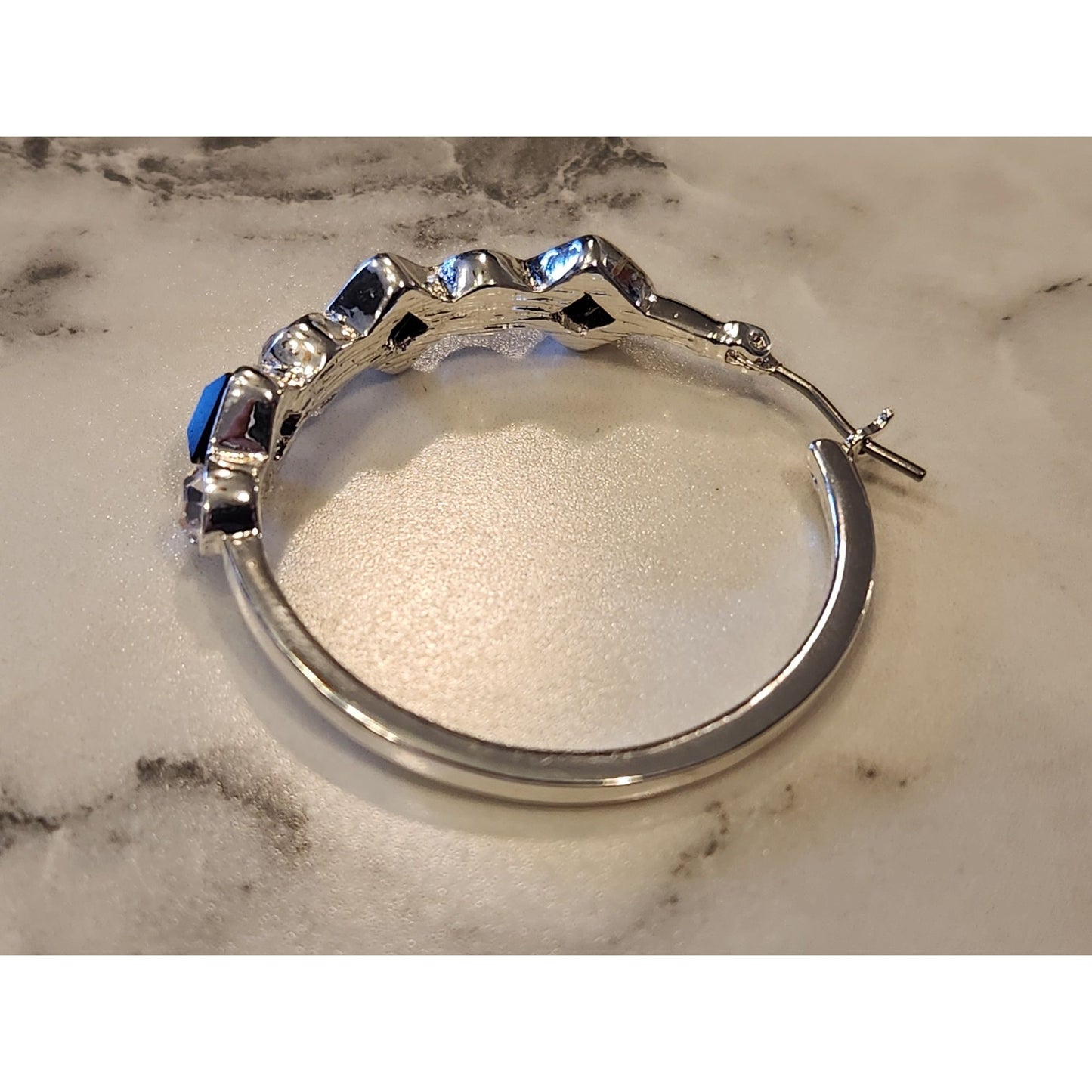 Gloria Vanderbilt Silver-Tone Hoop Earrings With Black & Clear Crystal Accents