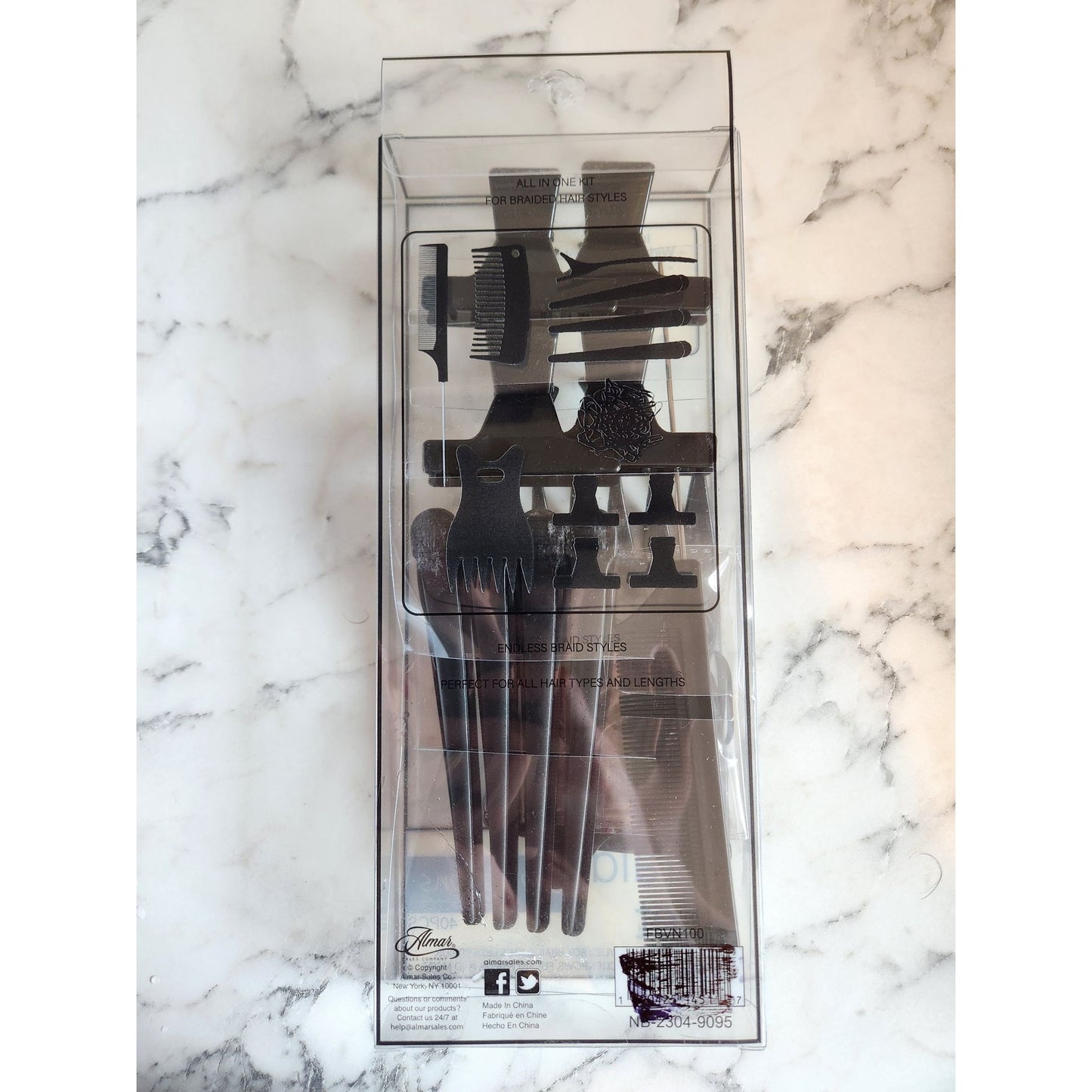 Expressions 40 pc Braid Set Wide Tooth Comb Duck Bill Butterfly Clips Rat Tail