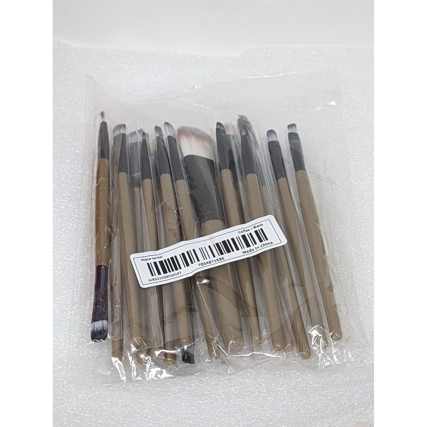 20 Piece Makeup Brush Set Coffee + Black