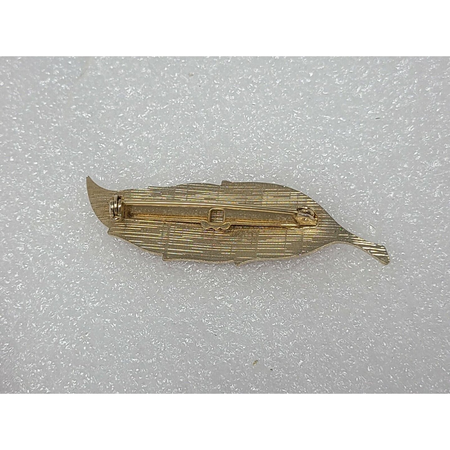 Vintage Enamel Leaf Brooch Fall Autumn Guilloche Pin Gold Tone