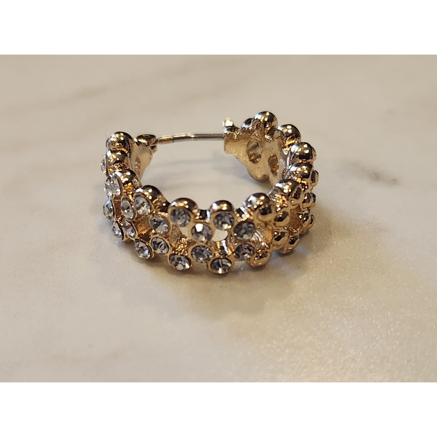 Dana Buchman Gold-Tone Crystal-Embellished Hoop Earrings