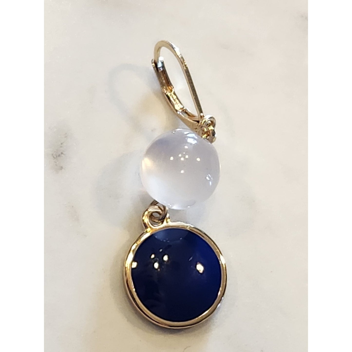 Gloria Vanderbilt Gold-Tone Leverback Earrings With Clear & Navy Accents