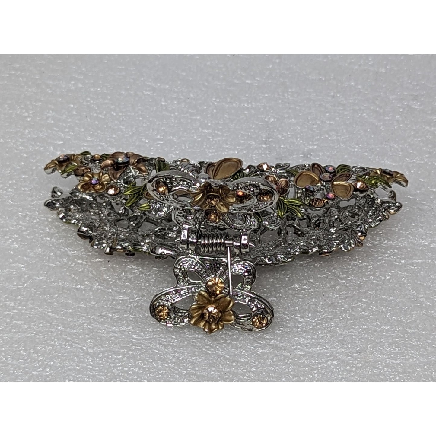 Rhinestone Hair Claw Clip with Dragonfly Butterfly & Flowers