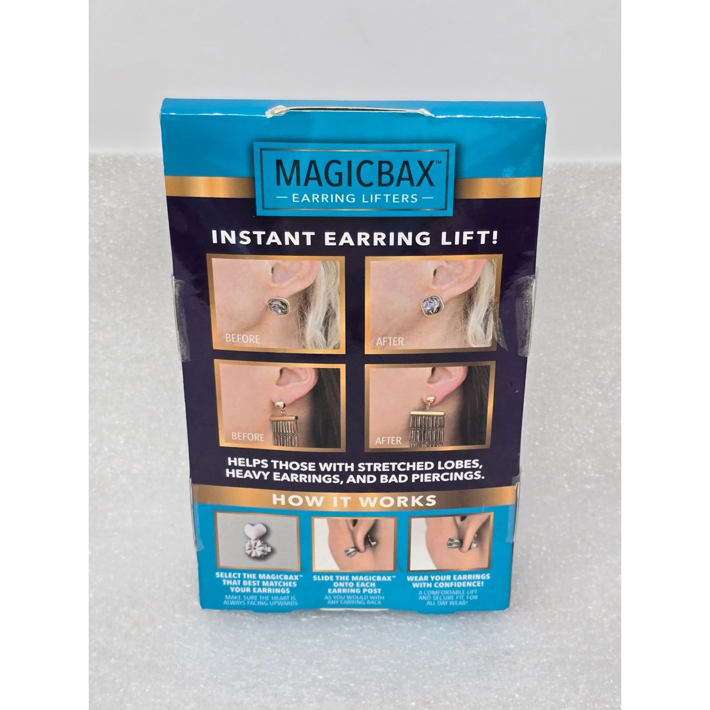 Magic Bax Earring Lifters Set Includes Sterling Silver & Gold Plated Pairs