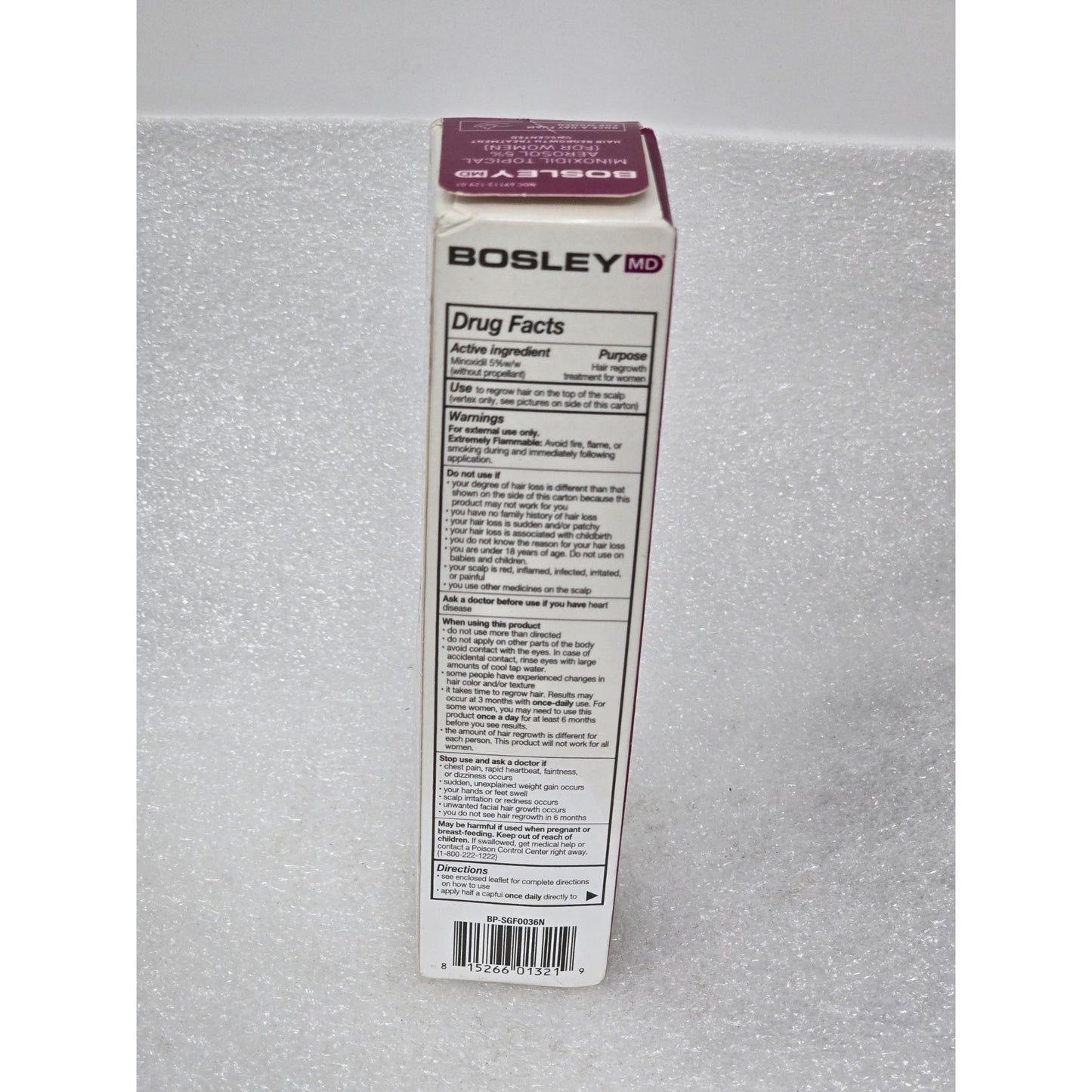 Bosley MD Minoxidil Topical Aerosol Women 2-Month Supply Hair Regrowth Treatment