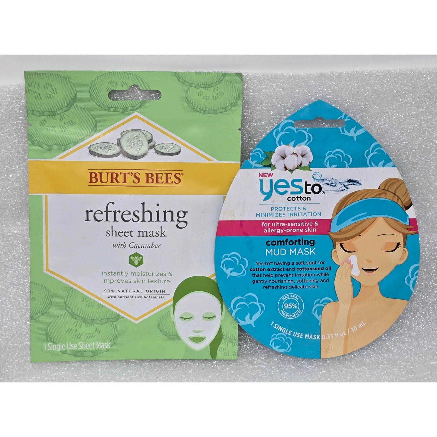 Burts Bees Refreshing Sheet Mask & Yes To Cotton Comforting Mud Mask Set