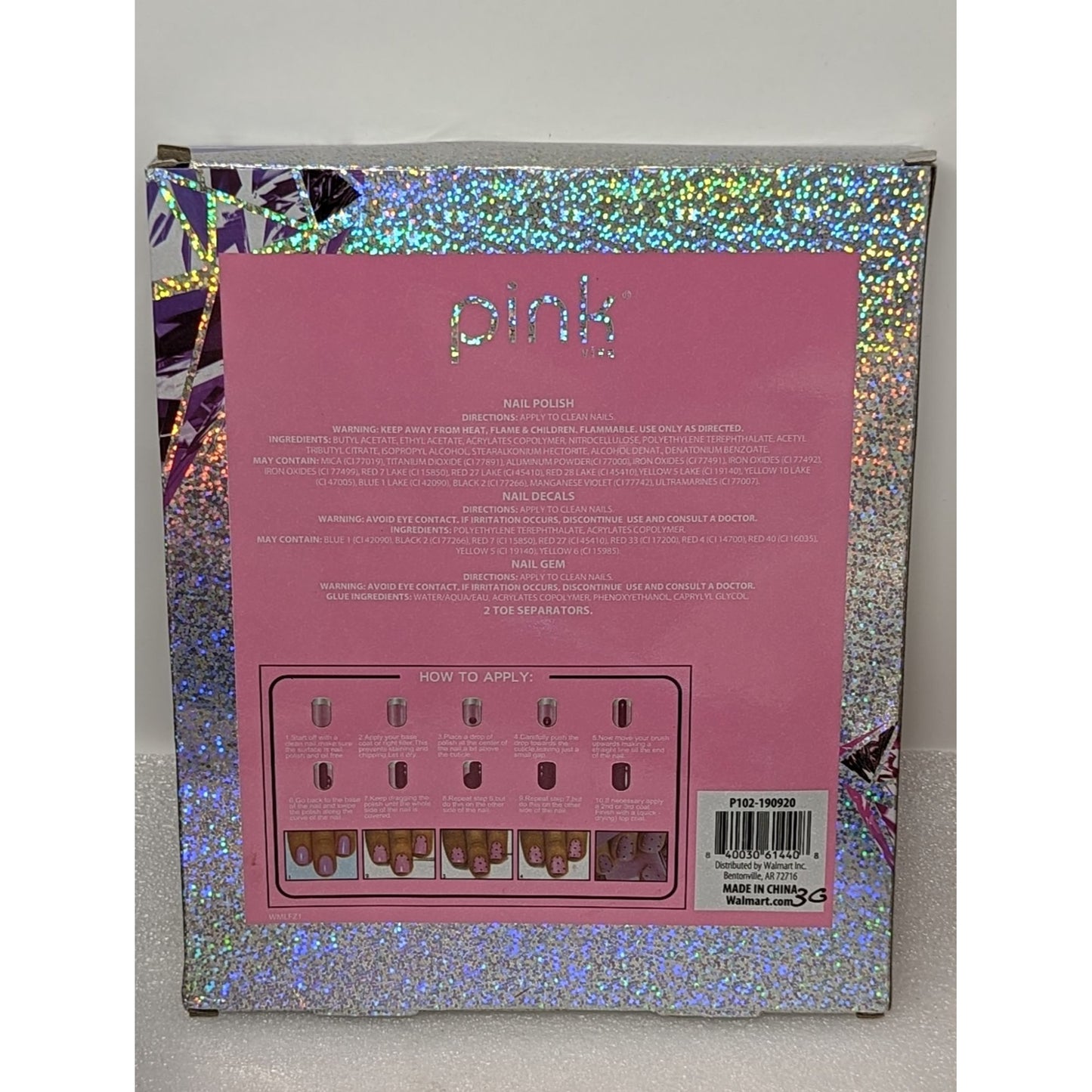 Pink 15 Piece Makeup Set Nail Polish Decals Gem