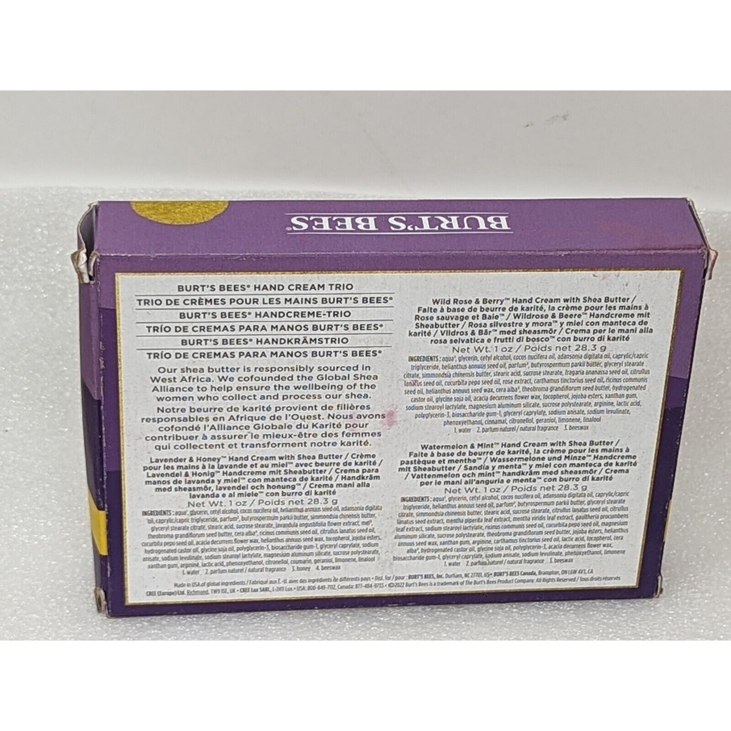 Burt’s Bees Hand Cream Trio Gift Box Set Lavender, Rose Berry, Watermelon Mint