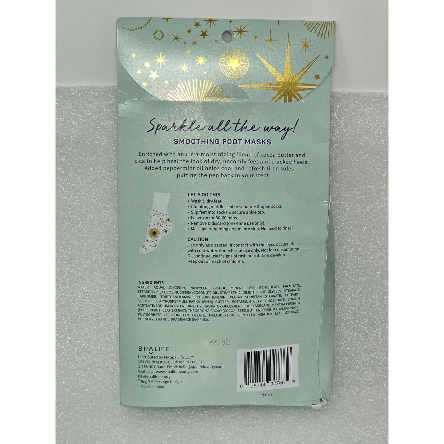 SpaLife Smoothing Foot Masks With Cocoa Butter & Peppermint Oil - 2 Pairs