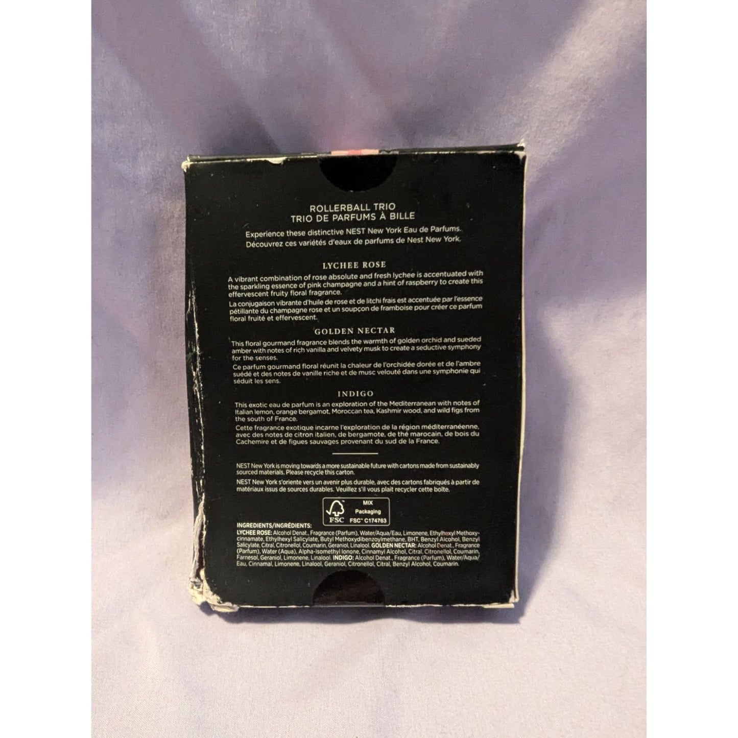 Nest Eau De Parfum Rollerball Trio Set Lychee Rose Golden Nectar Indigo 3 X 6ml