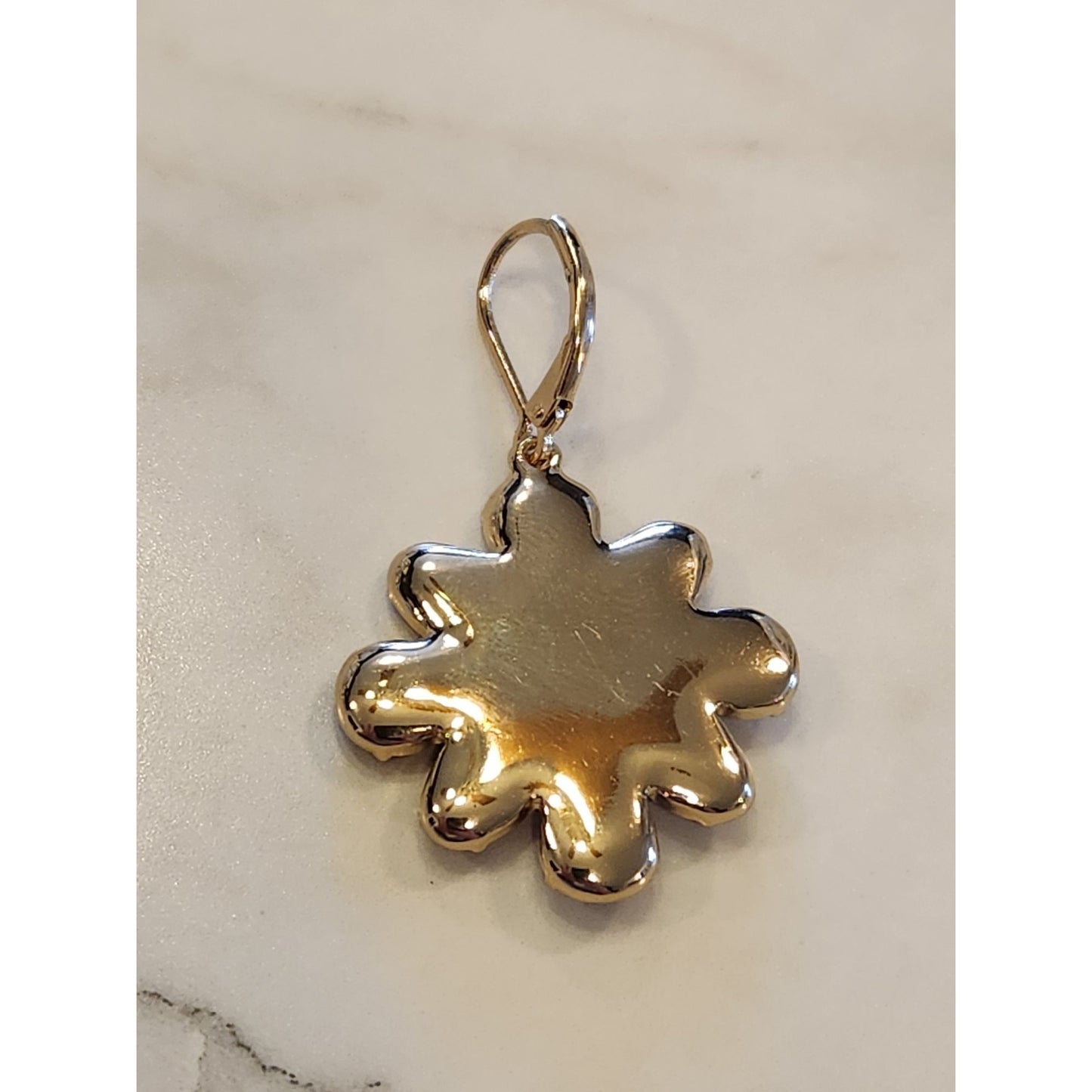 Chaps Gold-Tone Red Gemstone Flower Drop Earrings