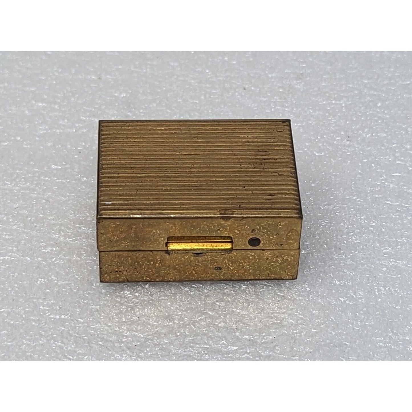 Vintage Miniature Metal Trinket Pill Box Rain Shower Umbrella 1.5" Gold Tone