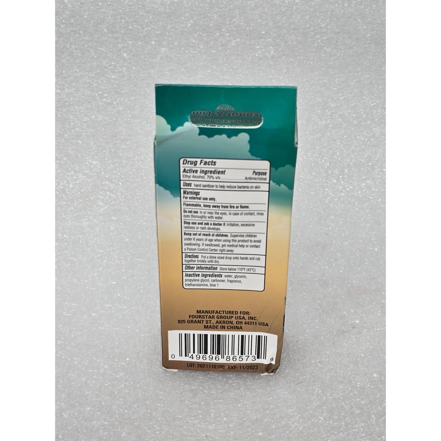Hand Sanitizer Coconut & Lime Scented 3 Fl. Oz (89 mL) Antibacterial Gel