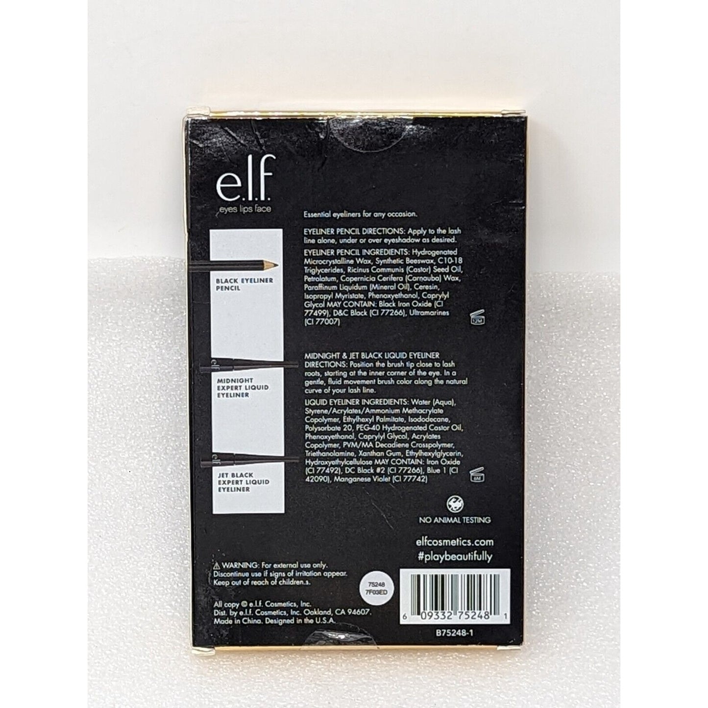 E.l.f. 3 Piece Eyeliner Gift Set 2 Liquid & 1 Eyeliner Pencil Black & Midnight