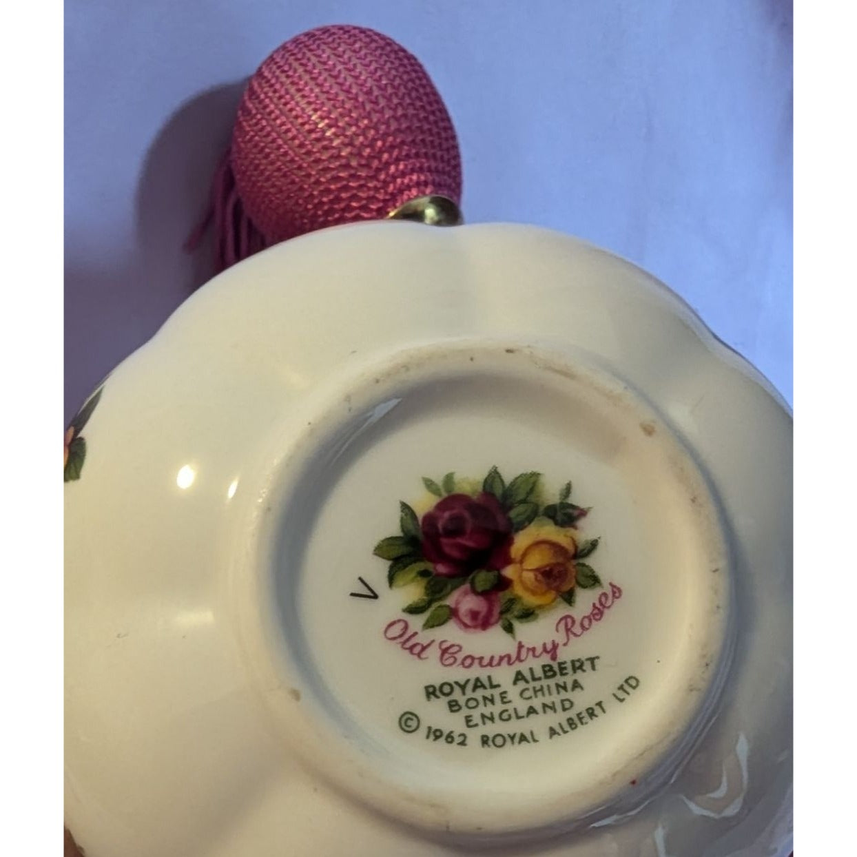 Vintage Royal Albert Old Country Roses Bone China Perfume Atomizer Floral Design