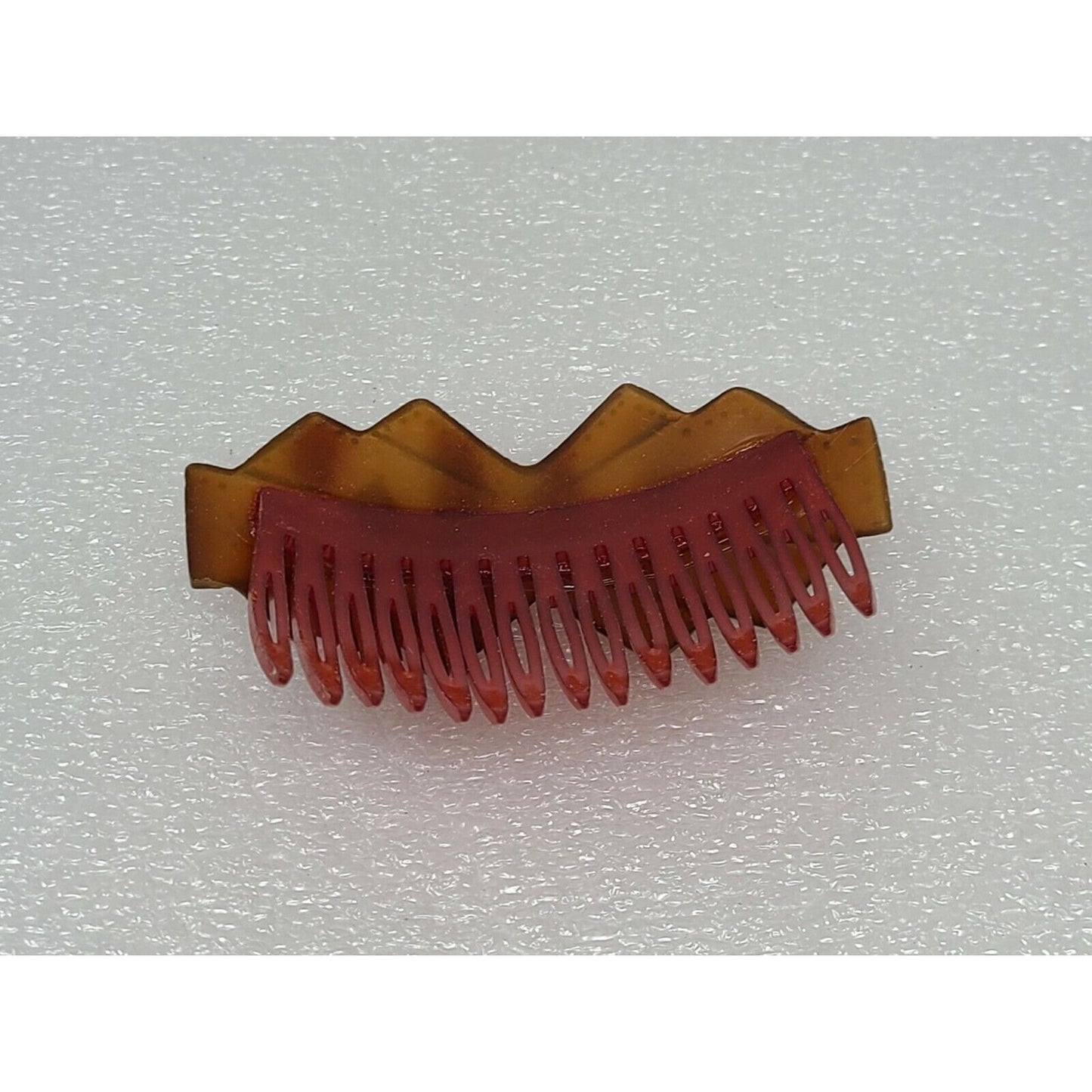VINTAGE BROWN & RED CELLULOID HAIR BARRETTE COMB BY MAURITIUS