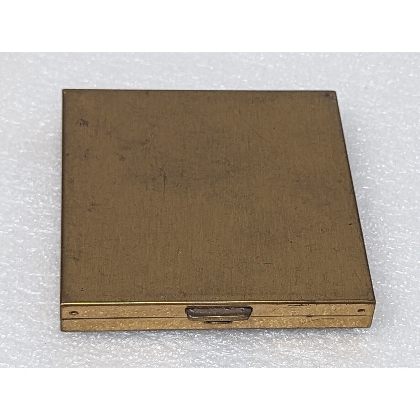 Vintage Volupte Goldtone Black Enamel Powder Makeup Compact With Flowers