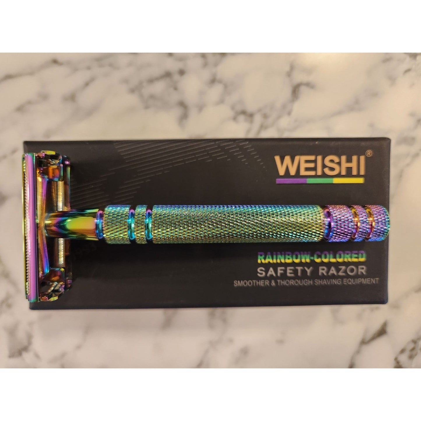 WEISHI Rainbow Colored Safety Razor Long Handle