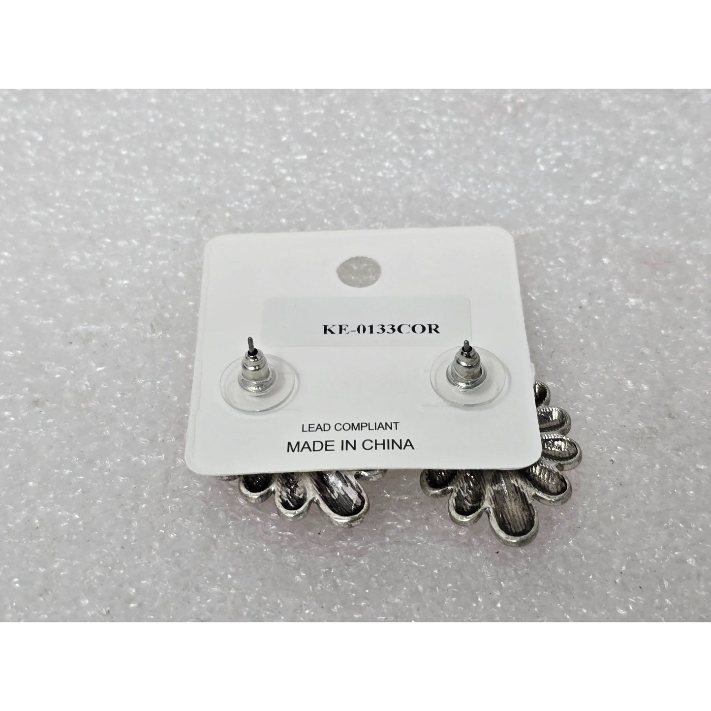 Southwestern Style Red Faux Stone Earrings With Silver Tone Accents