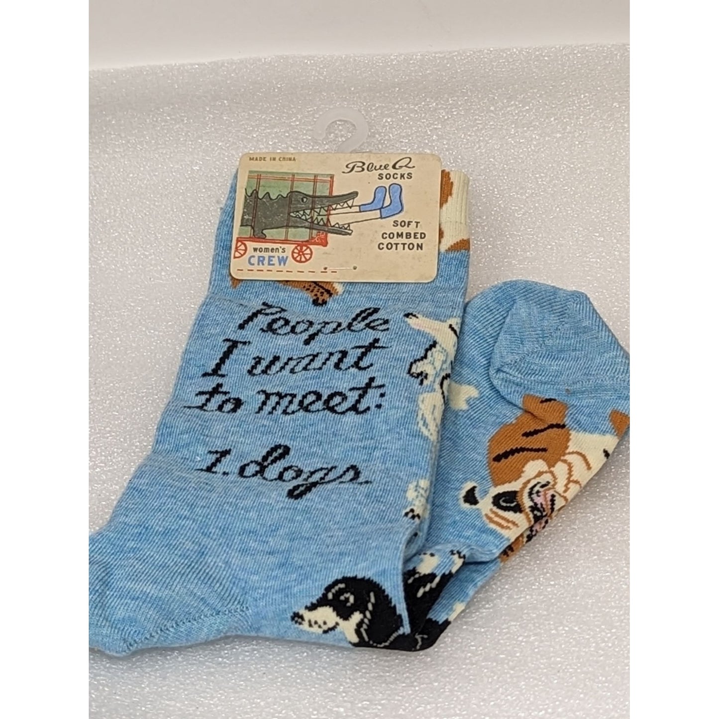 Blue Q Socks Women's Crew, People I Want To Meet, Dogs Size 5-10