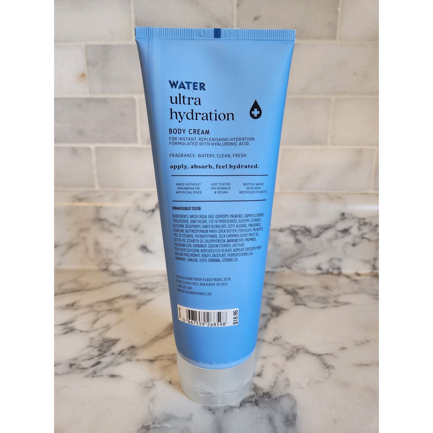 Bath & Body Works Water Ultra Hydration Body Cream With Hyaluronic Acid 8 Oz