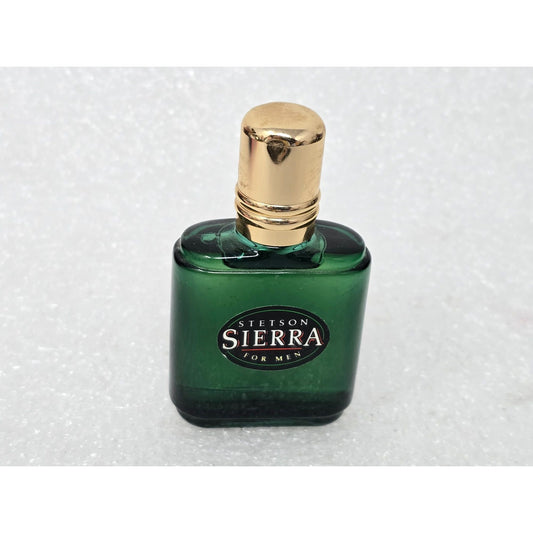 Vintage Stetson Sierra Cologne For Men .5 Oz Green Glass Bottle With Gold Cap
