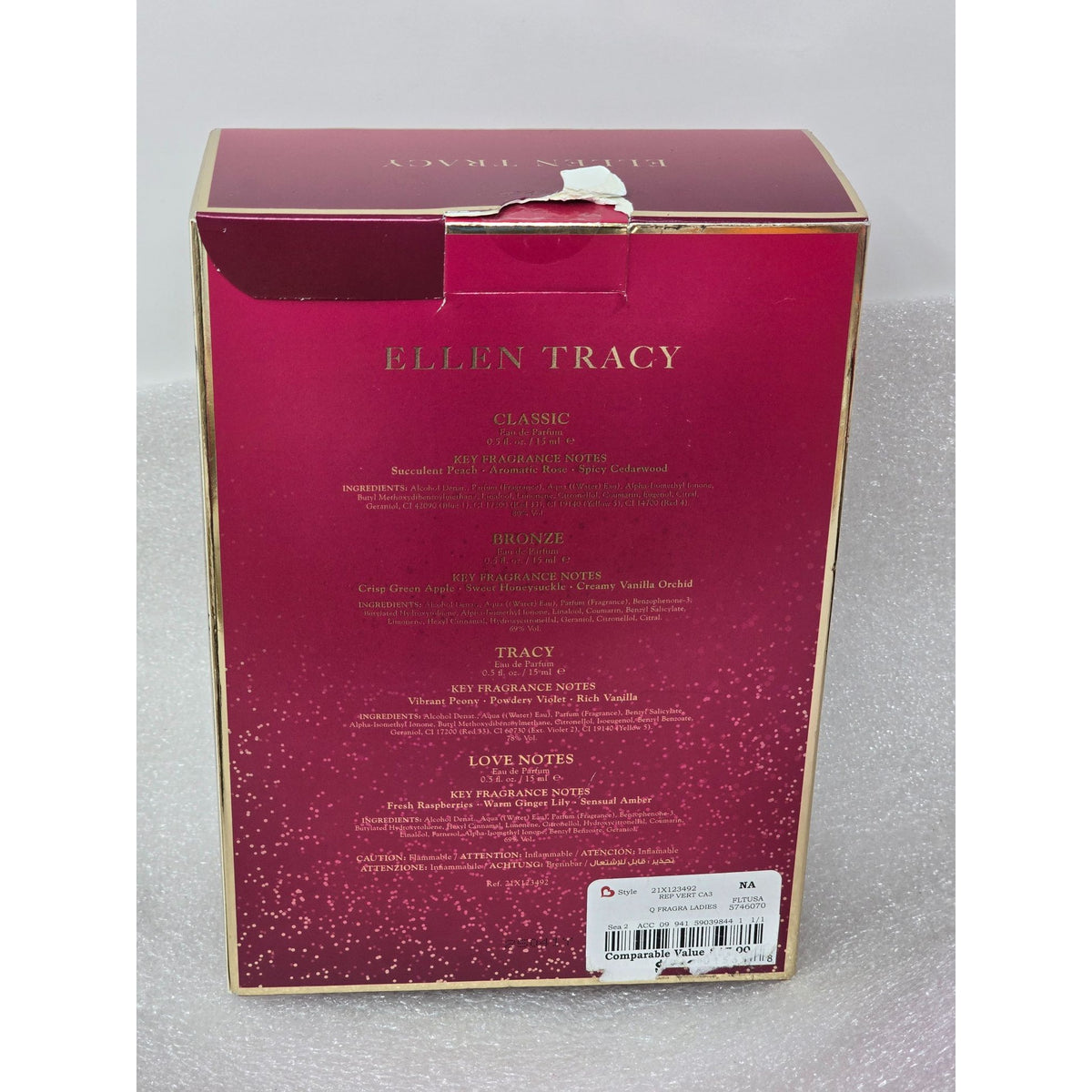 Ellen Tracy 4 Pc Mini Perfume Gift Set Classic Bronze Tracy Love Notes 0.5 oz