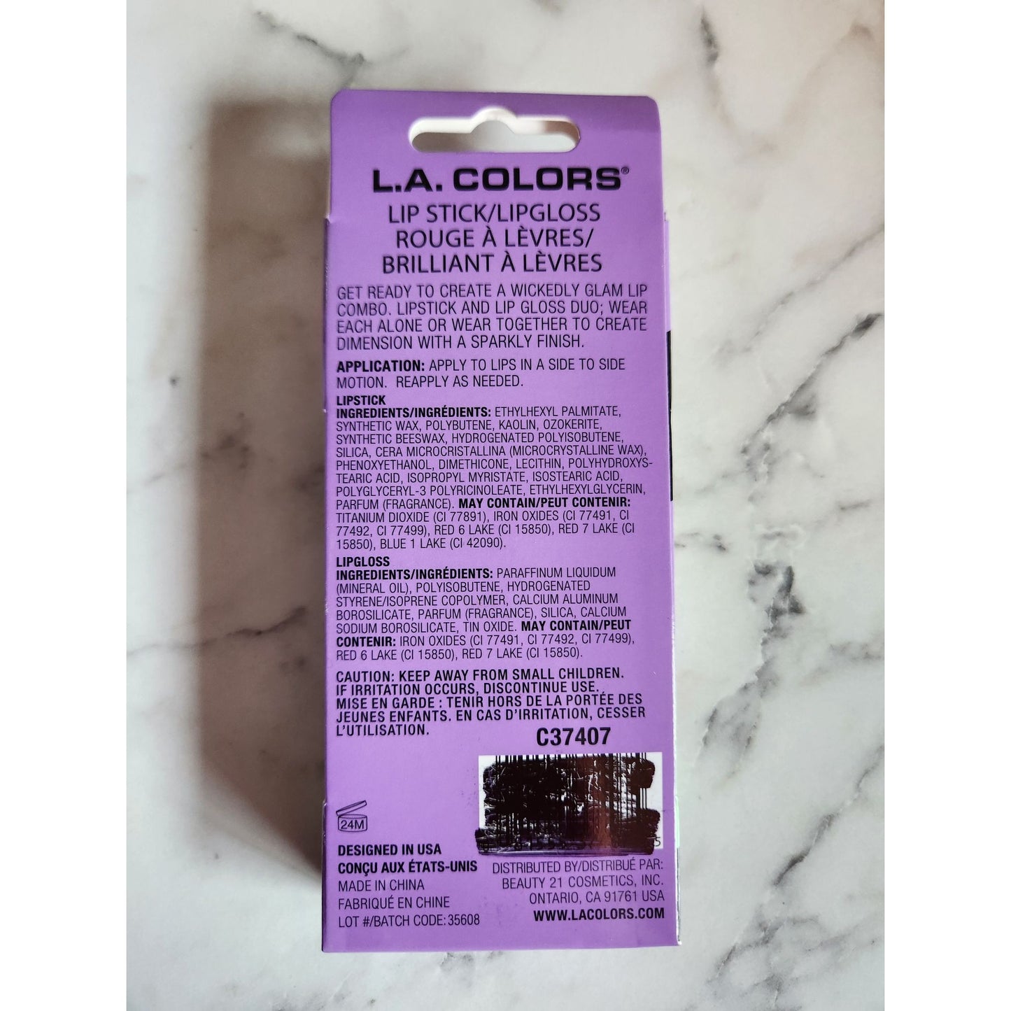 L.A. Colors Wickedly Glam Lip Kit With Lipstick & Lip Gloss