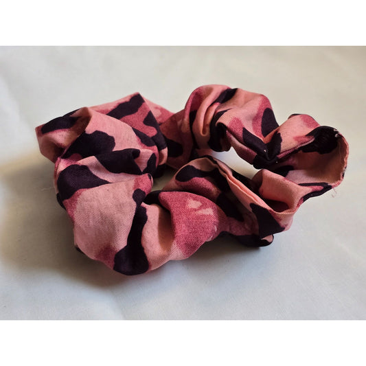 Pink & Black Camouflage Scrunchie Hair Accessory Leopard Print Ponytail Holder
