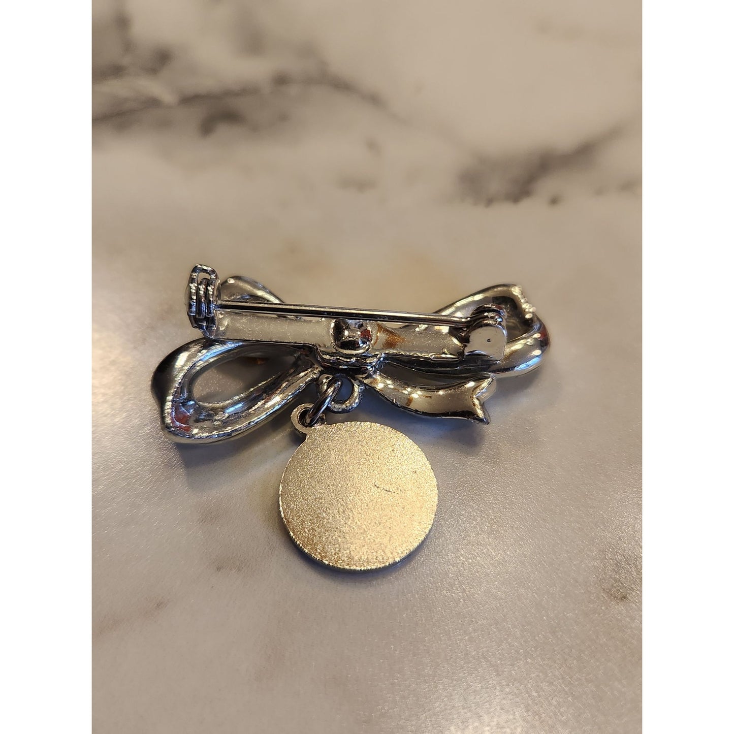 Vintage Women's Christian Temperance Union Silver-Tone Bow Brooch Pin With Charm