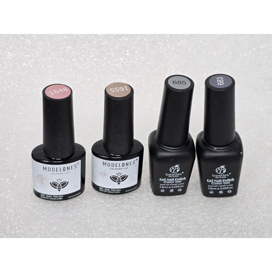 Modelones & Beatles Gel Nail Polish Set of 4 four shades 1648, 1655, 685, 683