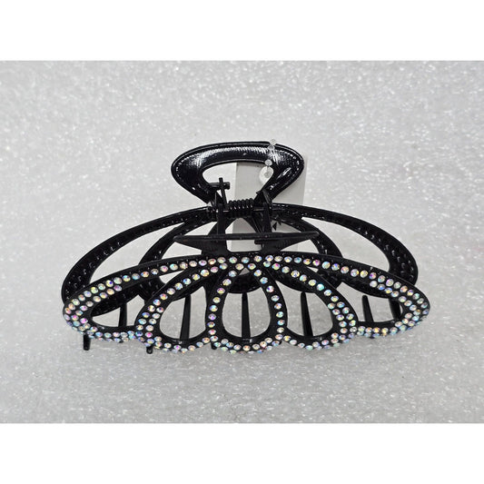 Large Black Rhinestone Hair Claw Clip