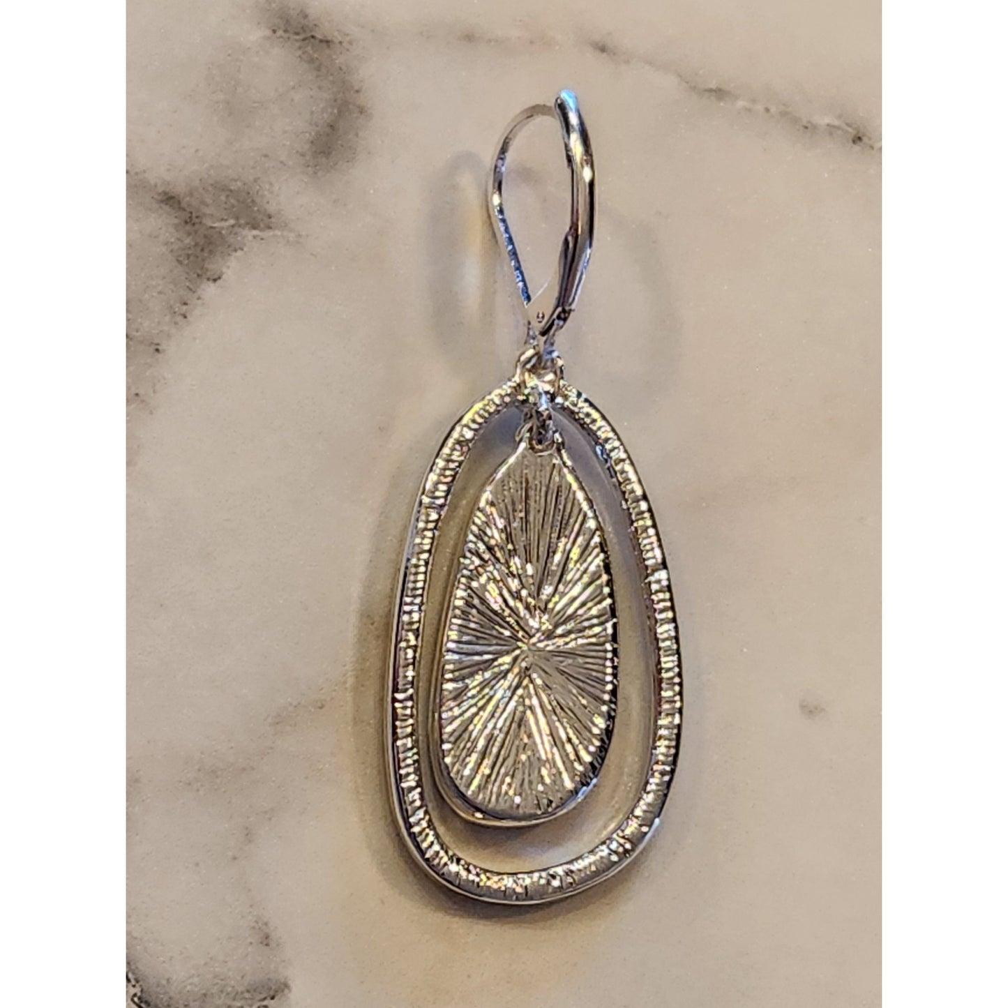 Anne Klein Silver-Tone Blue Stone Drop Earrings With Crystal Detailing