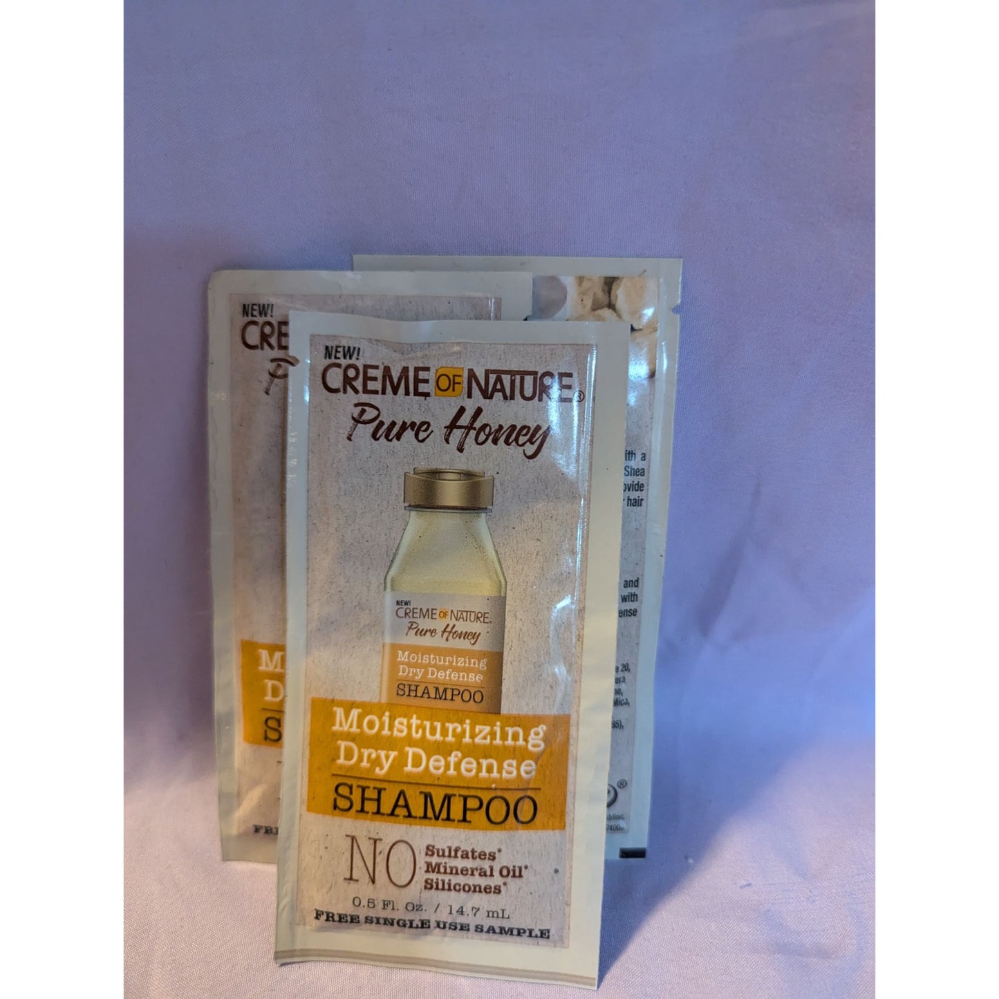 Creme Of Nature Pure Honey Moisturizing Dry Defense Shampoo Sample Packet 3 Pack
