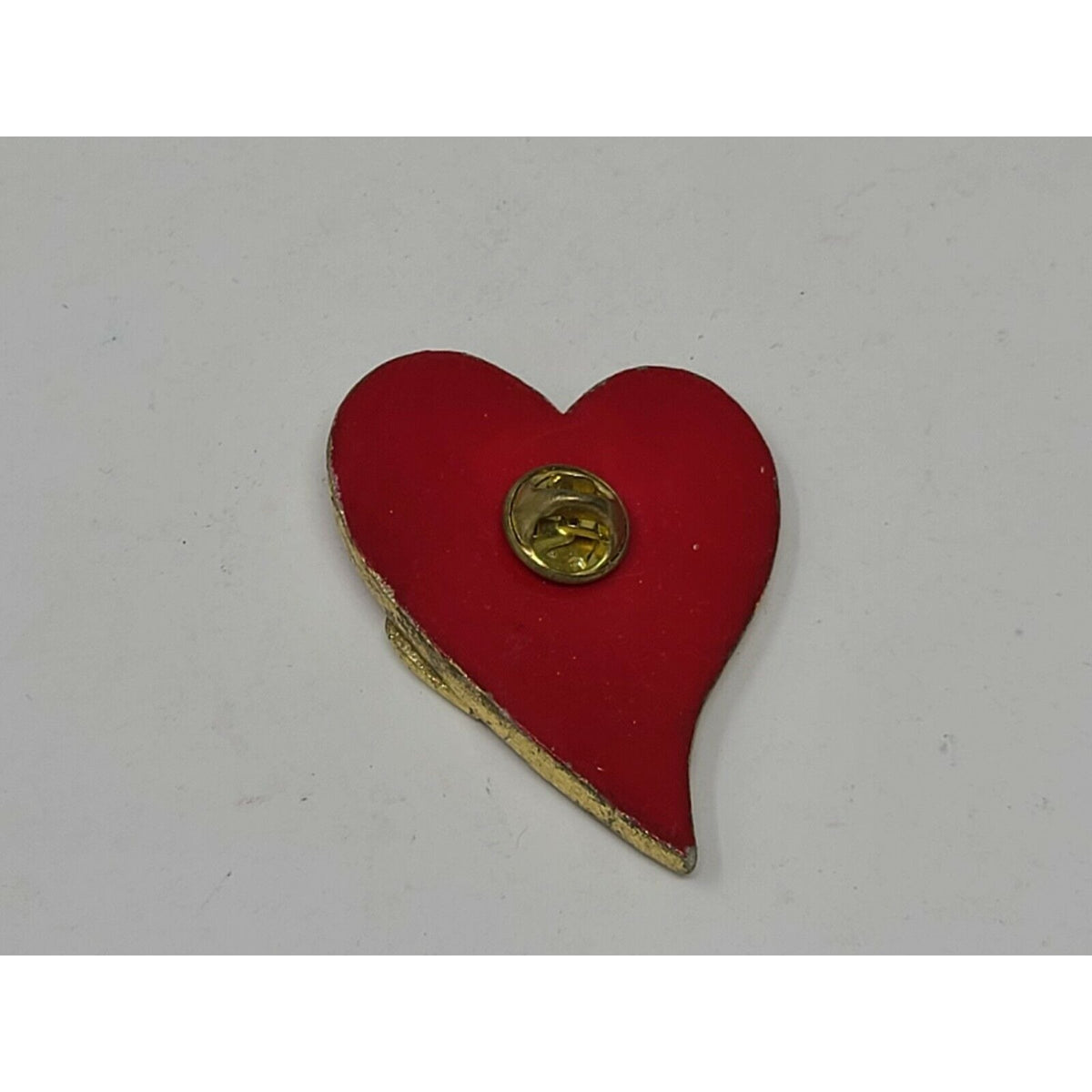 Vintage Red & Gold Tone Heart Pin Brooch Pin