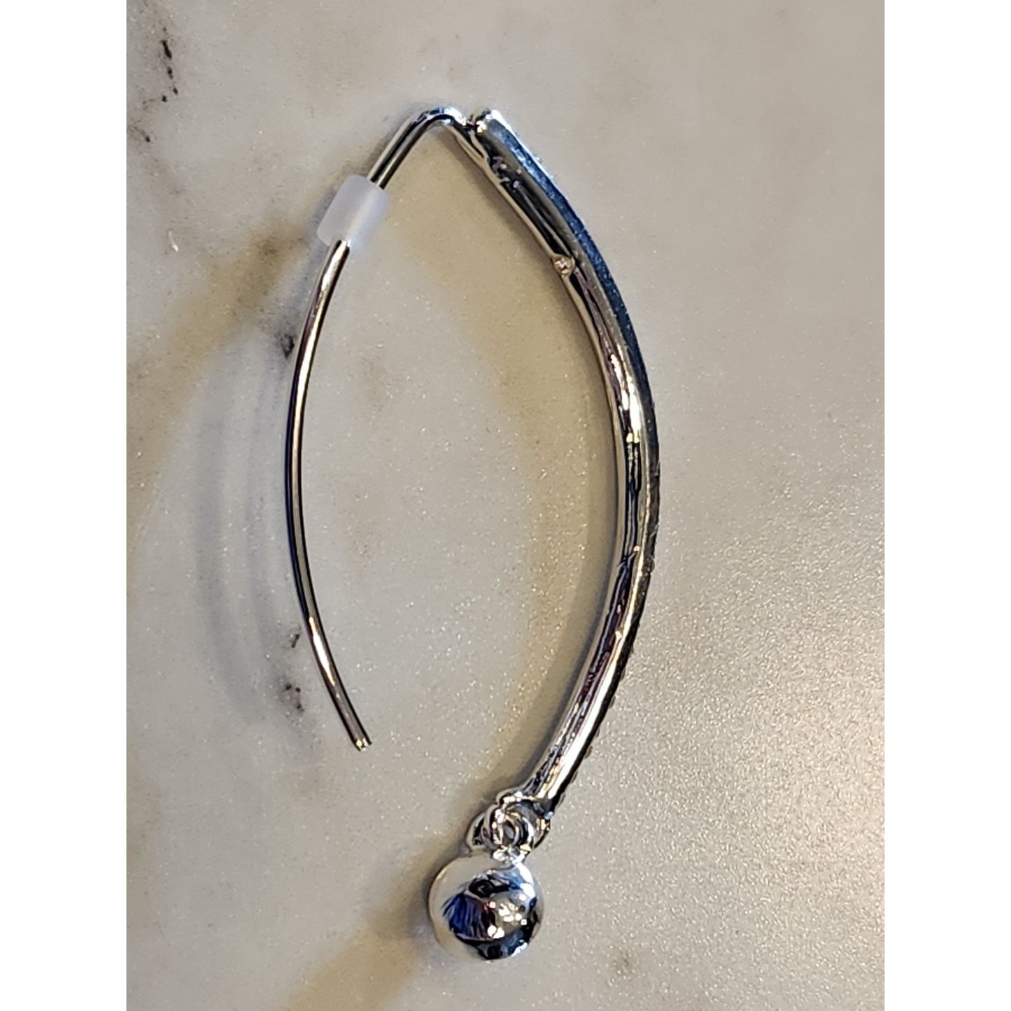 Nine West Silver-Tone Crystal Accent Curved Drop Earrings For Women