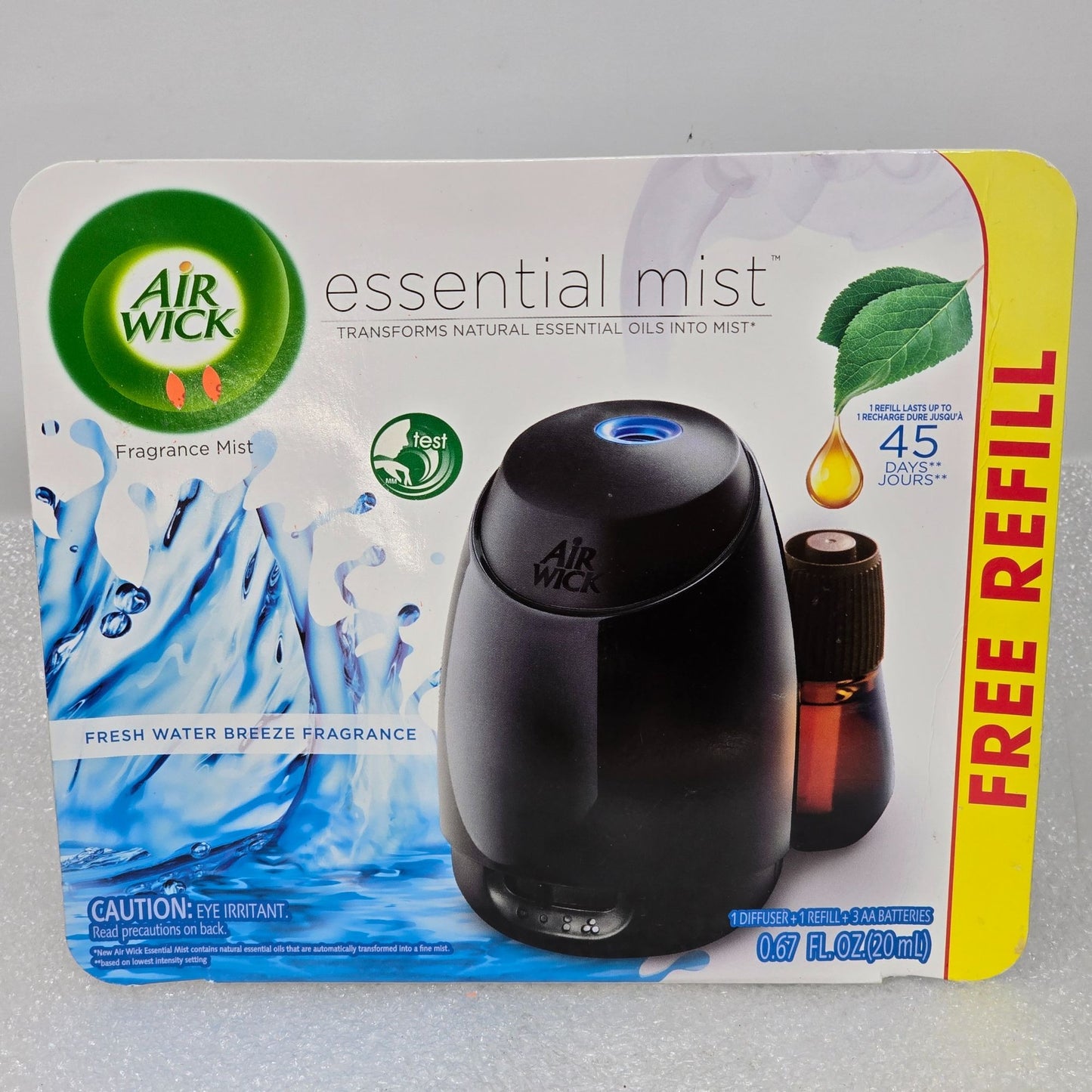 Air Wick Essential Mist Fresh Water Breeze Diffuser Kit With Free Refill