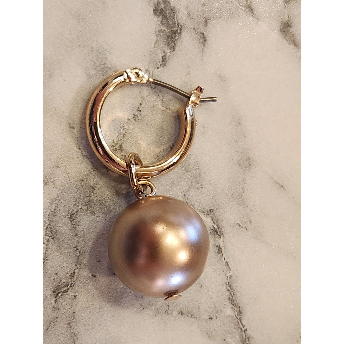 Napier Gold-Tone Hoop Earrings With Faux Pearl Drop Design