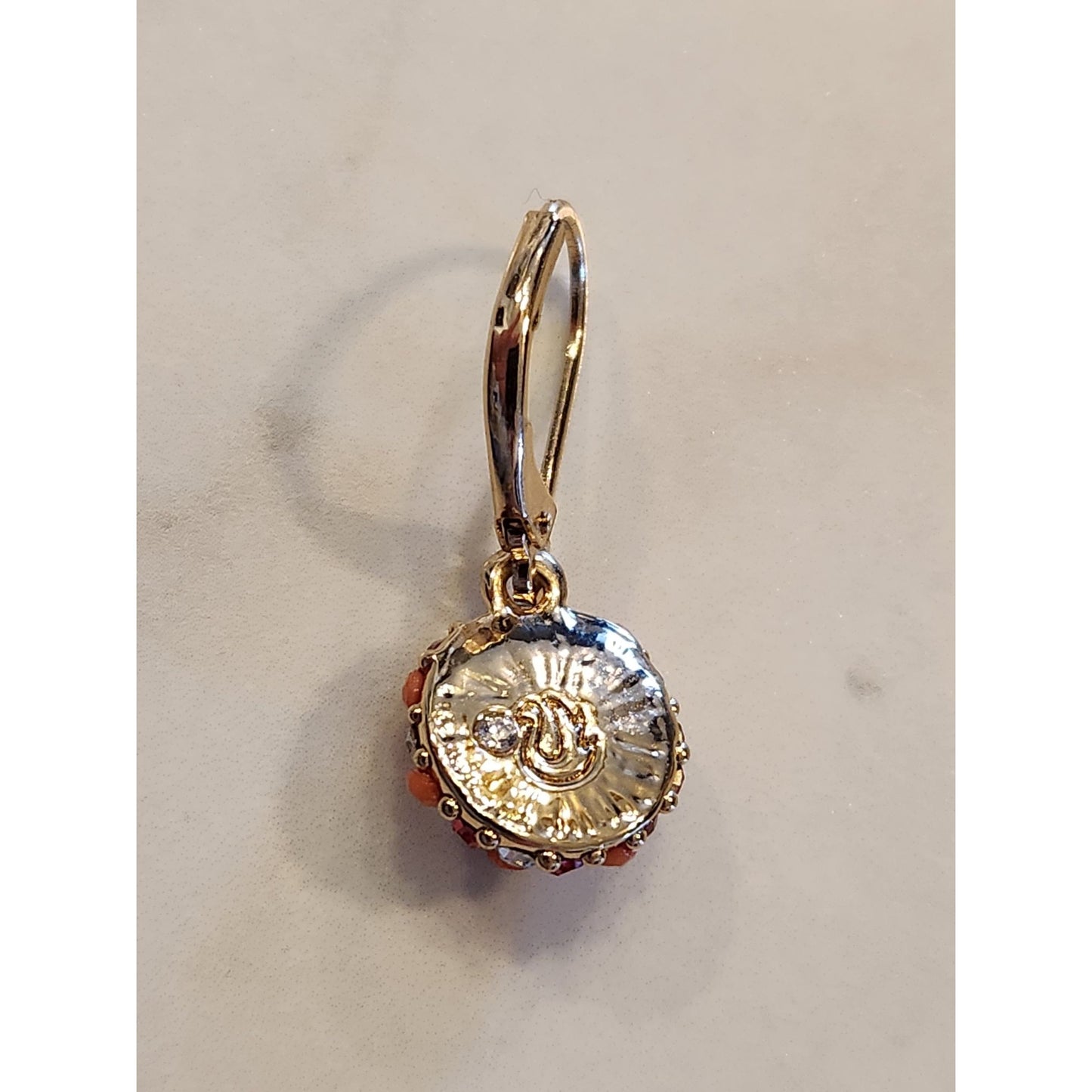 Gloria Vanderbilt Womens Gold-Tone Drop Earrings With Orange & Pink Crystal Ball Accents